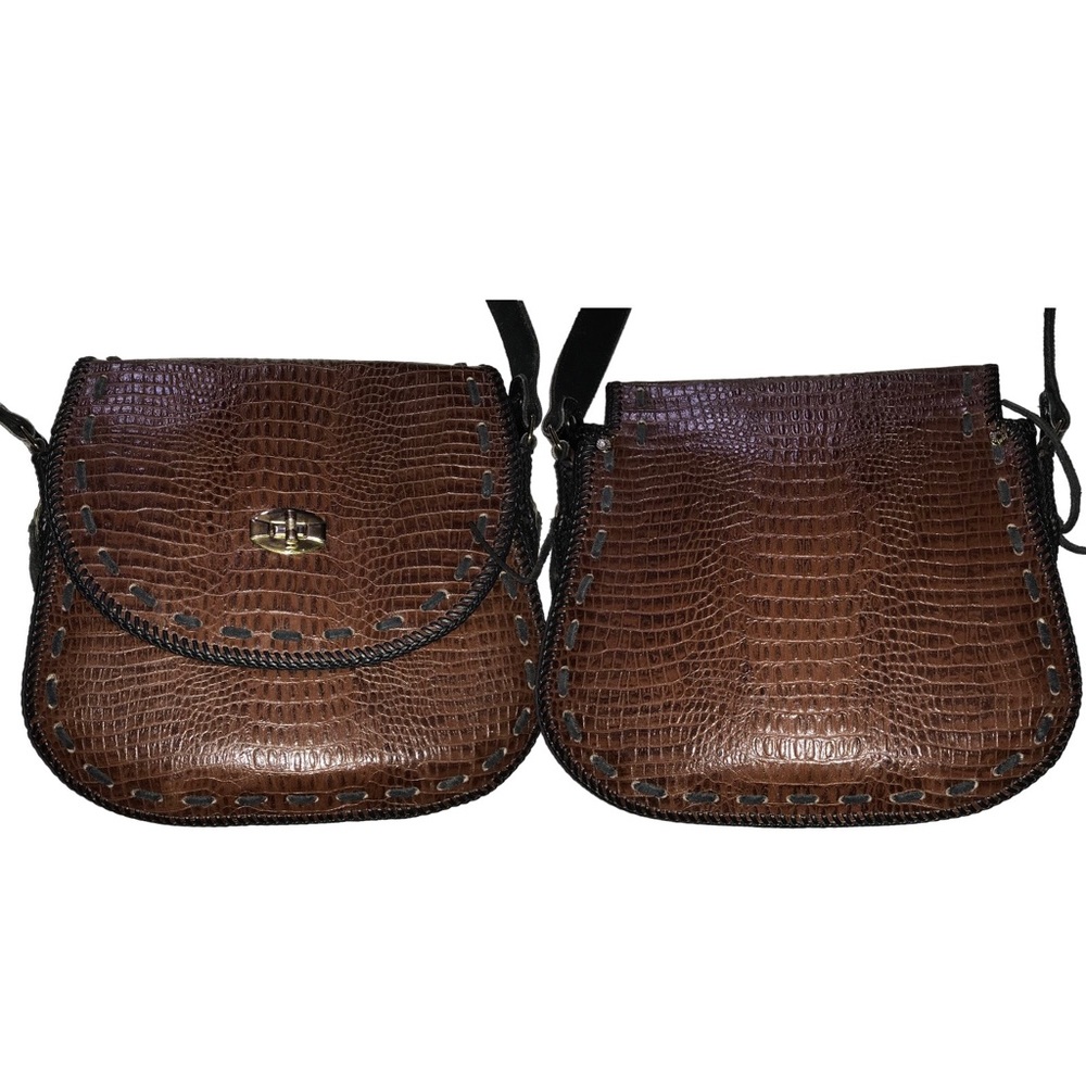 Vintage Crocodile Pattern Shoulder/ Crossbody Bag - image 8